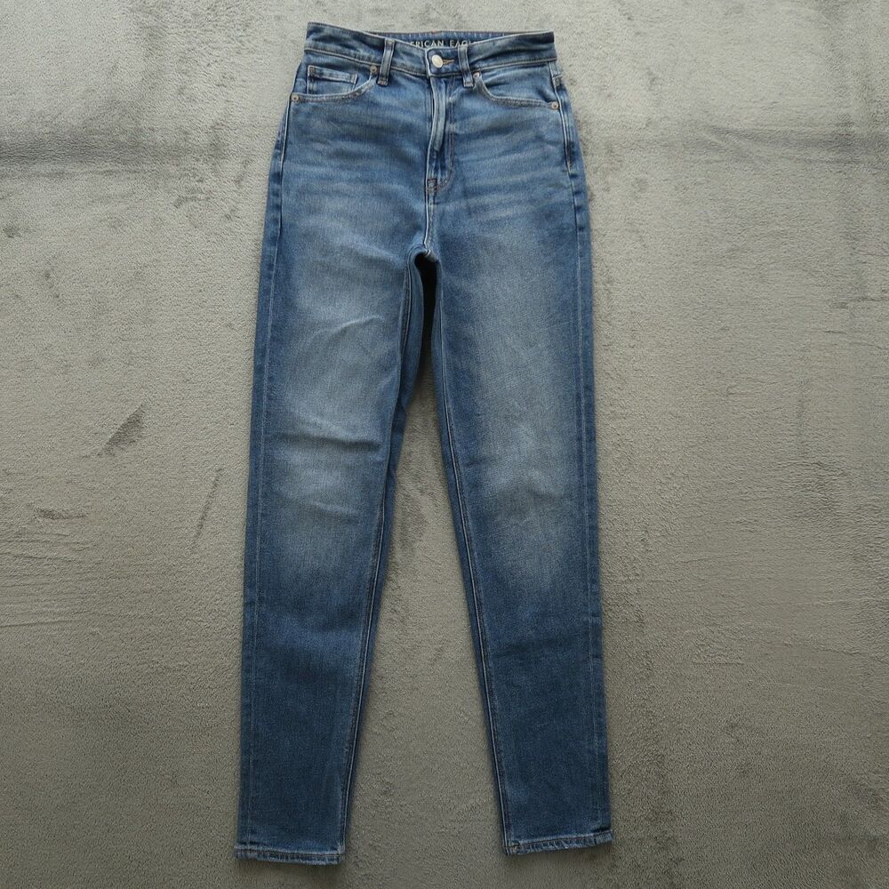 American Eagle Mom Jeans Womens Size 2 X-Long Highest-Rise 32" Inseam Distressed